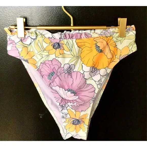 Cupshe Womens Multicolor‎ Floral Ruffled Bikini Bottom Swimwear Medium - Picture 1 of 10